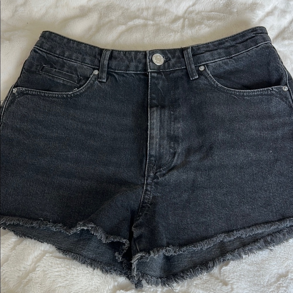 Zara Black Jean Shorts High-Waisted Distressed